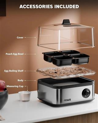 FEDUS EGGLINE Automatic 8 Egg Boiler Steamer
