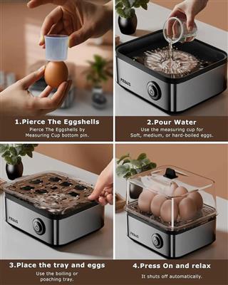 FEDUS EGGLINE Automatic 8 Egg Boiler Steamer
