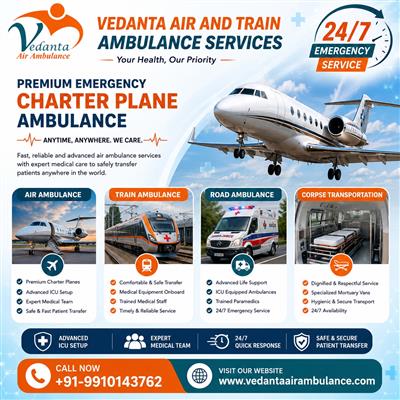 Use Vedanta Air Ambulance in Patna – Equipped with ICU Facilities