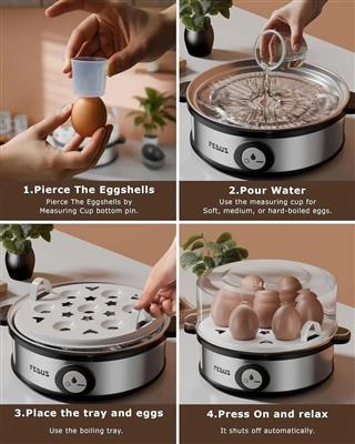 FEDUS EGGLINE Automatic 7 Egg Boiler Steamer