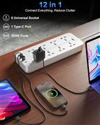 FEDUS 8 Sockets Surge Protector with USB-A & USB-C Ports 5M
