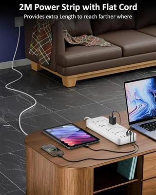 FEDUS 8 Sockets Surge Protector with USB-A & USB-C Ports 5M