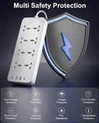 FEDUS 8 Sockets Surge Protector with USB-A & USB-C Ports 5M