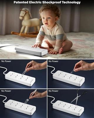 FEDUS 8 Sockets Surge Protector with USB-A & USB-C Ports 5M