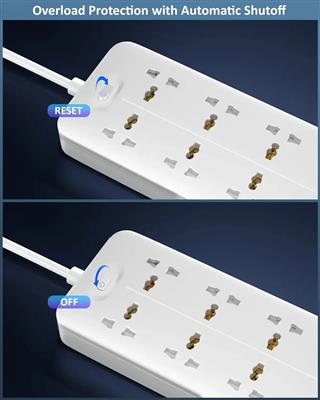 FEDUS 8 Sockets Surge Protector with USB-A & USB-C Ports 5M