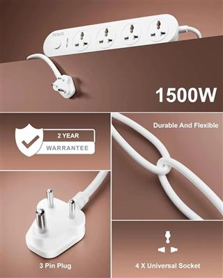 FEDUS 4 Universal Sockets with Individual Switch 2M