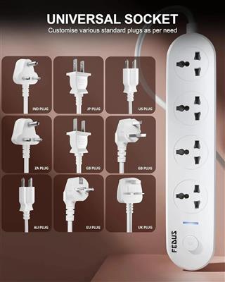FEDUS 4 Universal Sockets with Individual Switch 2M