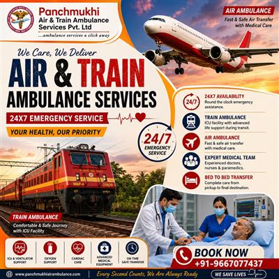 Panchmukhi Low Cost Train Ambulance in Delhi- Receive Specialized Emergency