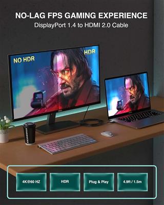 FEDUS Displayport To Hdmi Cable Converter 1.5M