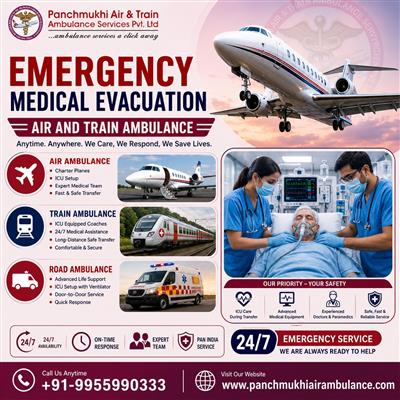 Hire Panchmukhi Air and Train Ambulance Services in Delhi | Advanced Medical Tec