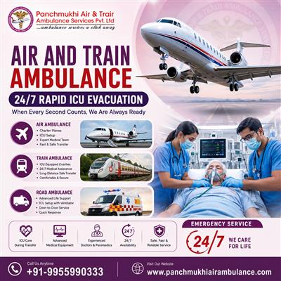 Hire Panchmukhi Air and Train Ambulance Service in Guwahati for Safe and Comfort