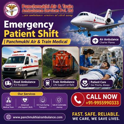 Panchmukhi ICU Air Ambulance in Mumbai - Rapid Medical Evacuation with caution