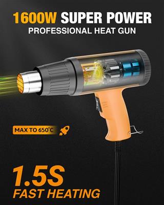 FEDUS Heat Gun Temperature Machine 1600W 5 Nozzles Included