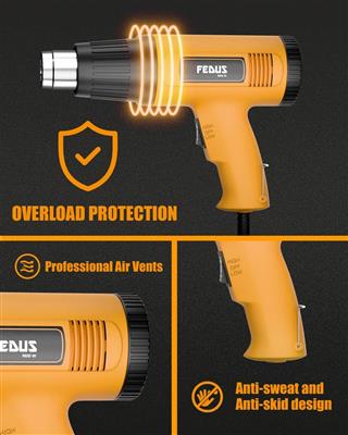 FEDUS Heat Gun Temperature Machine 1600W 5 Nozzles Included