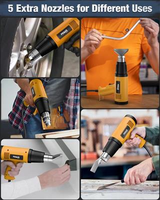 FEDUS Heat Gun Temperature Machine 1600W 5 Nozzles Included
