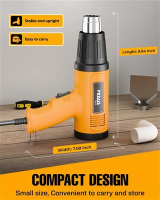 FEDUS Heat Gun Temperature Machine 1600W 5 Nozzles Included