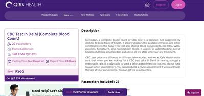 Book Affordable CBC Test in Delhi | Best CBC Test Price at Qris Health