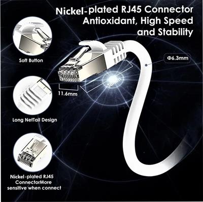 FEDUS Cat 7 Ethernet Cable Pure Bare Copper Double Shielded Lan cabkle 1M