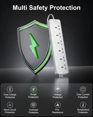 FEDUS 6 Universal Sockets with Individual Switch 5M