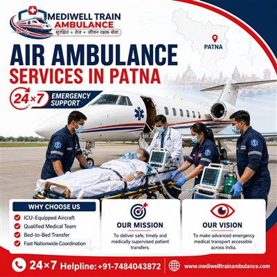 24×7 Air Ambulance Services in Patna with ICU Support