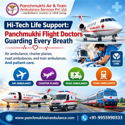 Panchmukhi Air Ambulance Services from Kolkata- well coordinated medical