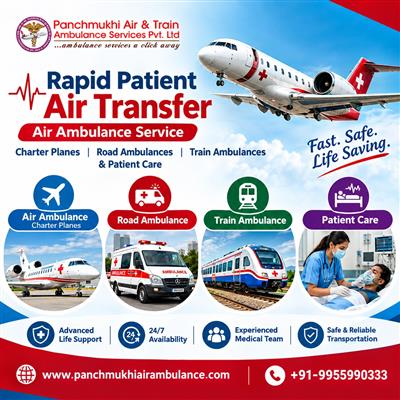 Panchmukhi ICU Air Ambulance from Kolkata- medically fitted and well sanitized