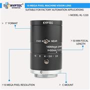 50 MM 10 MP Machine Vision Lens for 1-Inch C-Mount Industrial Camera Systems