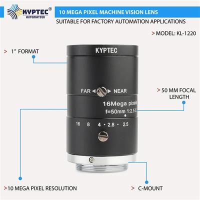 50 MM 10 MP Machine Vision Lens for 1-Inch C-Mount Industrial Camera Systems