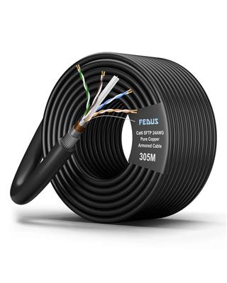 FEDUS Cat6 SFTP 24AWG Pure Copper Twisted Pair Armored Cable 305M