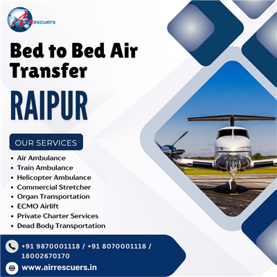 Safe Air Ambulance from Raipur to Delhi