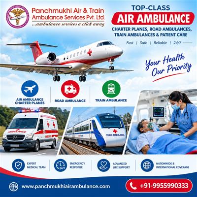 Panchmukhi Air Ambulance Cost from Guwahati- booking provided immediately