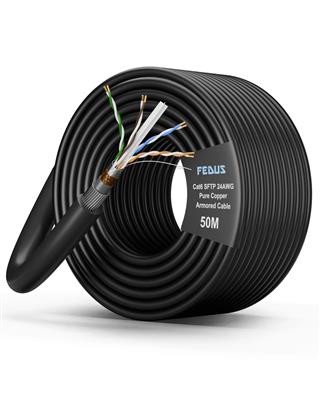 FEDUS Cat6 SFTP 24AWG Pure Copper Armored Cable Roll 50M