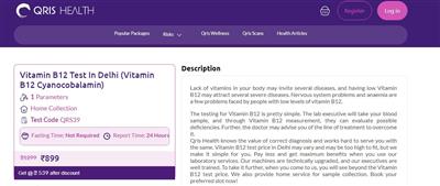 Feeling Tired & Drained? Book Vitamin B12 Test in Delhi @ Best Price | Qris Heal