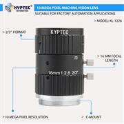 16 MM 10 MP Machine Vision Lens for 2/3-Inch C-Mount Industrial Cameras