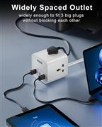 FEDUS 3-Way Universal Sockets Surge Protector Power Strip 3M