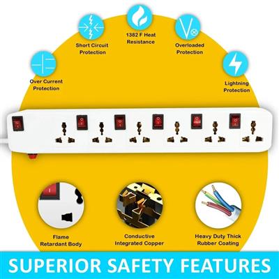 FEDUS 6 Socket 6 Switch Junction Box with Switch, Extension Board