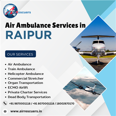 Intercity Air Ambulance from Raipur