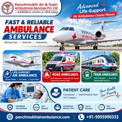 Panchmukhi Emergency Air Ambulance in Mumbai- critical care transfer without any