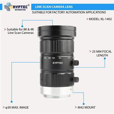 25 MM Line Scan Camera Lens for 4K / 8K Cameras, M42 Mount – Kyptec Automation®