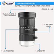 25 MM Line Scan Camera Lens for 4K / 8K Cameras, M42 Mount – Kyptec Automation®