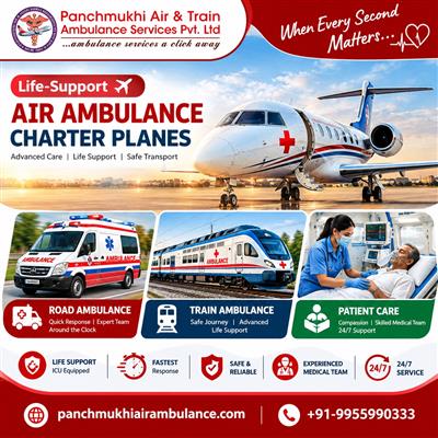 Panchmukhi Affordable Air Ambulance in Patna- budgeted package for medical shift
