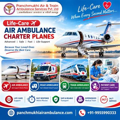 Panchmukhi Emergency Air Ambulance in Hyderabad - Nationwide ICU Patient Transpo