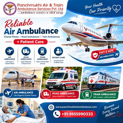 Panchmukhi Low Cost Air Ambulance in Kolkata- well coordinated medical transfer