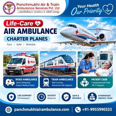 Panchmukhi Emergency Air Ambulance in Bangalore- Critical Care Air Ambulance