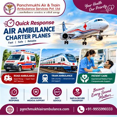 Panchmukhi ICU Air Ambulance in Patna- safety and comfort are prioritized