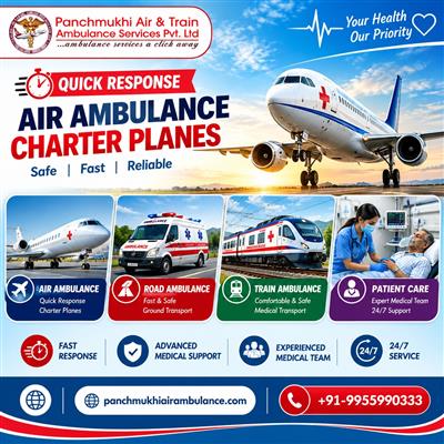 Panchmukhi Air Ambulance in Kolkata- Emergency ICU Ambulance with ground support