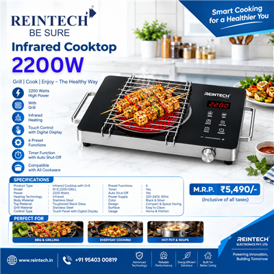 Cook faster, safer & smarter with Reintech Induction and Infrared Cooktops.