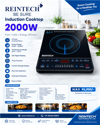 Cook faster, safer & smarter with Reintech Induction and Infrared Cooktops.