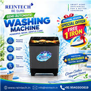 Bring home a Reintech Semi-Automatic Washing Machine and enjoy powerful washing.