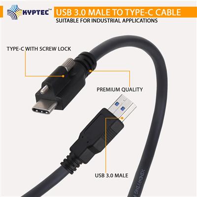Machine Vision USB 3.0 Type-A Male to Type-C Male Locking Screw Camera Cable – K